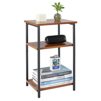 DOMETOUR 3 Tier End Table Side Table Open Storage Nightstand for Bedroom Living Room Office, Small Space Telephone Table Coffee Table