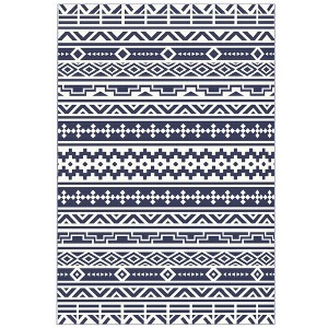 Aghana Digitals Reversible 9'x18' Outdoor Rug, Polypropylene Waterproof with Carry Bag, Black & - 1 of 4