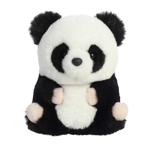 Aurora Mini Precious Panda Rolly Pet Round Stuffed Animal White 5" - 1 of 4