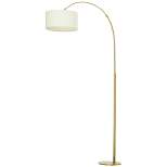 HOMCOM 6FT Arch Shape Floor Lamp with 180° Flexible Lampshade, Adjustable Pole, and Metal Round Base, Cream White