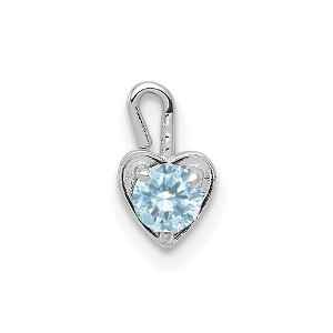 Black Bow Jewelry Mar Synthetic Aquamarine 14k White Gold Heart Pendant Enhancer, 5mm - 1 of 4