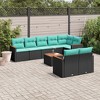 vidaXL 9 Piece Garden Sofa Set with Cushions Grey Poly Rattan - Black and Blue With Table - 2 of 4