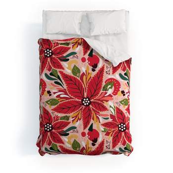 Avenie Abstract Floral Poinsettia Red Comforter + Pillow Sham(s) - Deny Designs