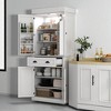 Mshliw Tall Kitchen Pantry Cabinet with Motion Sensor LED Light, 6 Door Racks, Drawer & Adjustable Shelves, Freestanding Storage Cabinet for Kitchen - 3 of 4