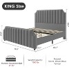 King Platform Bed Frame with 50.2" Headboard, Velvet Upholstered Bed Frame with Vertical Channel Tufted Headboard & Footboard, Nailhead Trim, Black - 2 of 4