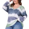 Agnes Orinda Women's Plus Size Tie Dye V-Neck Long Sleeve Casual Outfits T-shirts - 2 of 4