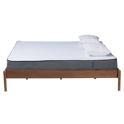 Mid-Century Agatis Ash Walnut King Size Wood Bed Frame