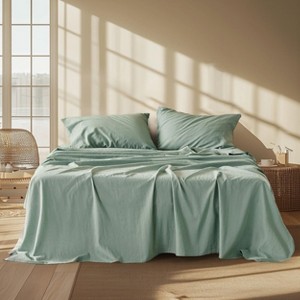 Cotton Sheets Set, Blend from Linen Cotton Bedsheets, GentleSoft™ & Breathable Bedsheets with 16 Inches Pocket, Gifts for All Seasons - 1 of 4