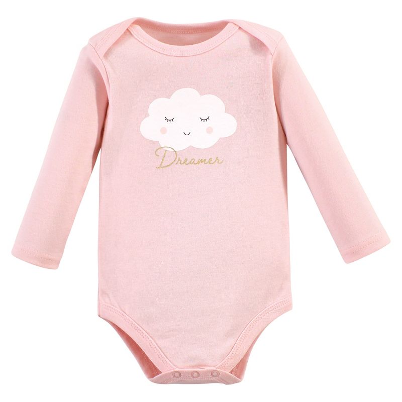 Hudson Baby Infant Girl Cotton Long-Sleeve Bodysuits, Dreamer, 3 of 6