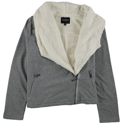 GUESS Womens Faux Shearling Motorcycle Jacket