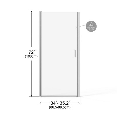 APRILSOUL Pivot Shower Door, 1/4 inch Thick Tempered Glass Swing Shower Door in Finish, Semi-Frameless Design