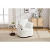 APRILSOUL White 360° Swivel Accent Chair, Solid Wood Frame, 350 lbs Capacity, Sleek Curved Backrest, Modern Barrel Design - 2 of 4