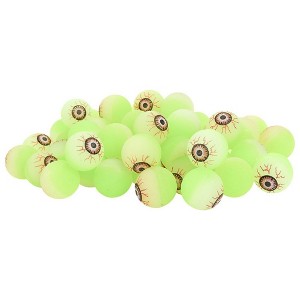 Juvale 50-Pack Glowing Eyeball Bouncy Balls, Glow in the Dark Halloween Party Supplies, Spooky Eyeballs for Halloween - 1 of 4