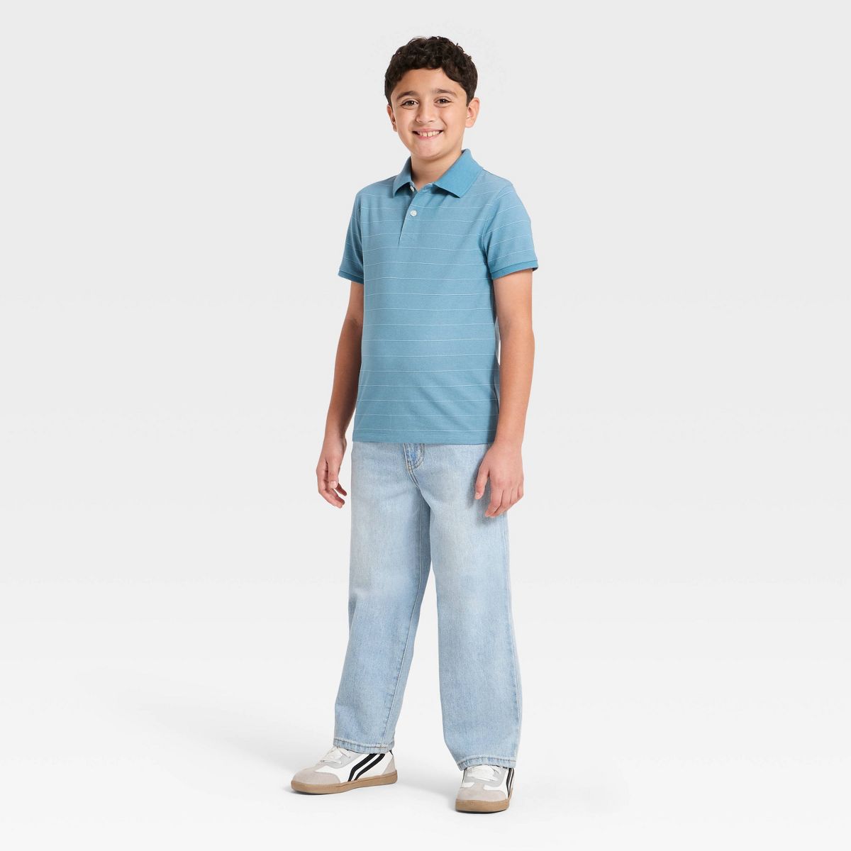 Boys' Short Sleeve Pique Striped Polo Shirt - Cat & Jack™ - thumbnail 3