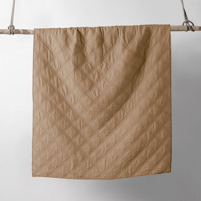 Washed Linen Sandstone Quilted Throw - Levtex Home, 3 of 6