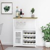 Wine Bar Cabinet, 3-Tier Detachable Wine Rack, Adjustable Shelves, Glass Holders, Mesh Door & Baffle – Small Buffet Sideboard - 4 of 4