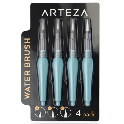 Arteza Refillable Water Brush Pens, Assorted Tips - 4 Pack (ARTZ-8021)