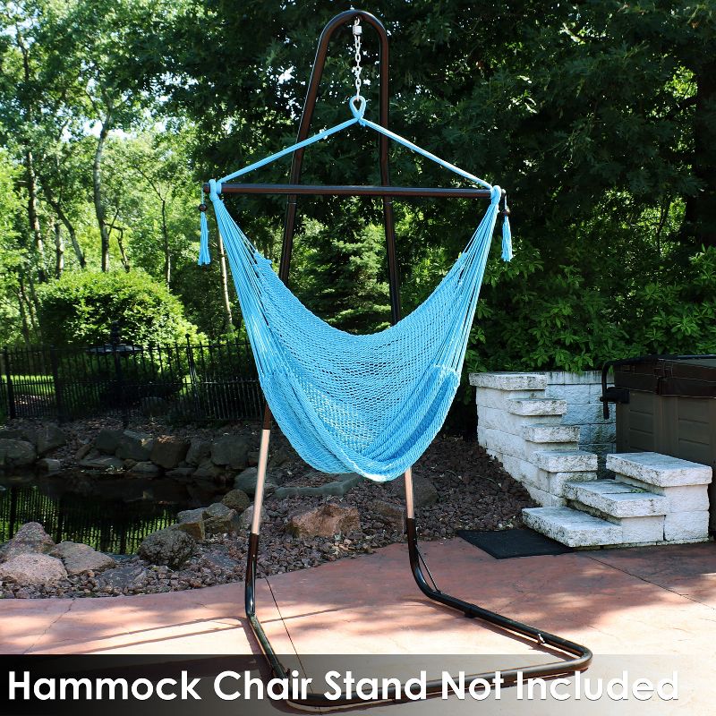 Sunnydaze Caribbean Style Extra Large Hanging Rope Hammock Chair Swing for Backyard and Patio, 6 of 10