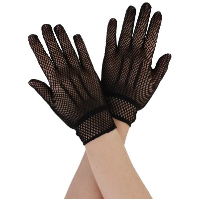 Allegra K Women's Elastic Wrist Fish Net Style Fingerless Gloves