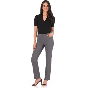 Rekucci Women’s 5 Pocket Straight Leg Pants with Stretch Waistband – Slim Fit Business Casual Trousers - Graphite, 4 - 1 of 4