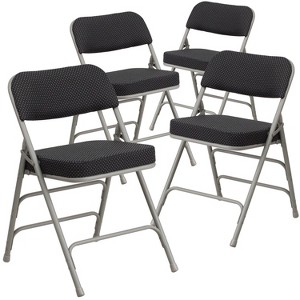 Emma and Oliver 4 Pack Premium Curved Triple Braced & Hinged Fabric Upholstered Metal Folding Chair - 1 of 4