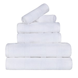 Ribbed Cotton Highly Absorbent Medium Weight Bath Towels, Set of 3 by Blue Nile Mills - 1 of 4