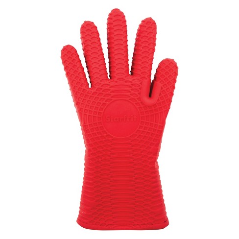 Silicone Oven Mitts Heat Resistant Gloves Kitchen Gloves 1 Pair Red