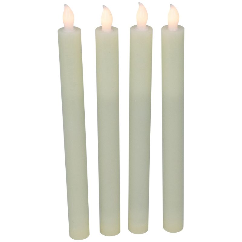 Northlight Set of 4 Solid Cream Flameless LED Constant Wax Taper Candles 9.5", 3 of 6