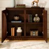 TiramisuBest Mid Century Modern Fluted Sideboard Cabinet with 2 Outlet Holes, Narrow Buffet Storage Cabinet for Living, Kitchen, Hallway,Walnut - 2 of 4
