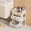3 Drawers Makeup Cart Organizer with Divider, Under Desk Floor Skincare Organizers - 2 of 4