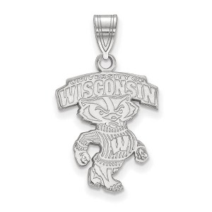Black Bow Jewelry 10k White Gold Wisconsin Badgers NCAA Large Pendant - 1 of 3