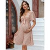 Whizmax Maternity Dresses for Baby Shower Women's Knotted V Neck Knee Length Wrap Baby Shower Dress - 3 of 4