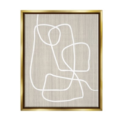 Stupell Industries Minimal White Line Beige Grain Pattern Modern