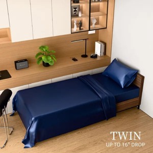 Satin Bed Sheets, Twin Size Sheets Set, 3 Pcs Silky Bedding Set with 15 Inches Deep Pocket for Mattress - 1 of 4