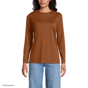 Lands' End Tall Supima Cotton Long Sleeve Crewneck T-Shirt - Small