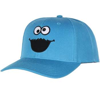 Sesame Street Cookie Monster Mens Snapback Hat Adult Precurve Adjustable Hat Cap Blue