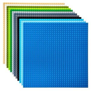 Strictly Briks Large Classic Stackable Baseplates, Compatible with All Major Brands, Nature Colors, 12 Pack, 10x10 Inches - 1 of 4
