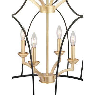 Landree Silver Ridge and Brushed Brass 8-Light Geometric Cage Foyer Fixture