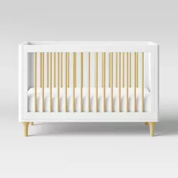 Babyletto Lolly 3-in-1 Convertible Crib with Toddler Rail - White/Natural