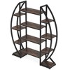 Resenkos Bookshelf, Bookcase Standing Shelf Unts,Industrial Bookshelf, Oval Triple Wide Etagere Bookcases Display Shelves,Rustic Brown - 4 of 4