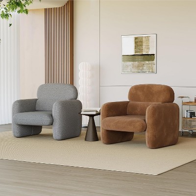 Modern Accent Chair, Wood Frame Sofa Chair, Comfortable Reading Armchair for Living Room, Bedroom, Apartment, Corner