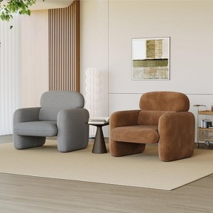 Modern Accent Chair, Wood Frame Sofa Chair, Comfortable Reading Armchair for Living Room, Bedroom, Apartment, Corner - 1 of 4