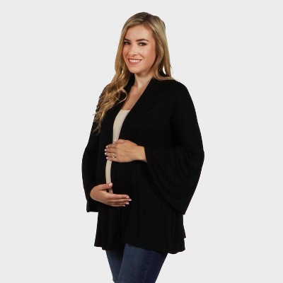 24seven Comfort Apparel Maternity Elegant Long Sleeve Open Front Casual Jacket