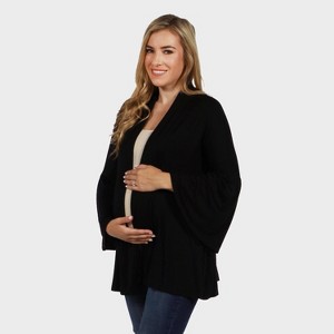 24seven Comfort Apparel Maternity Elegant Long Sleeve Open Front Casual Jacket - 1 of 3