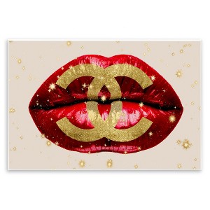 Stupell Industries Vibrant Red Sparkle Lips Fashion Designer Logo Wall Plaque Art - 1 of 4
