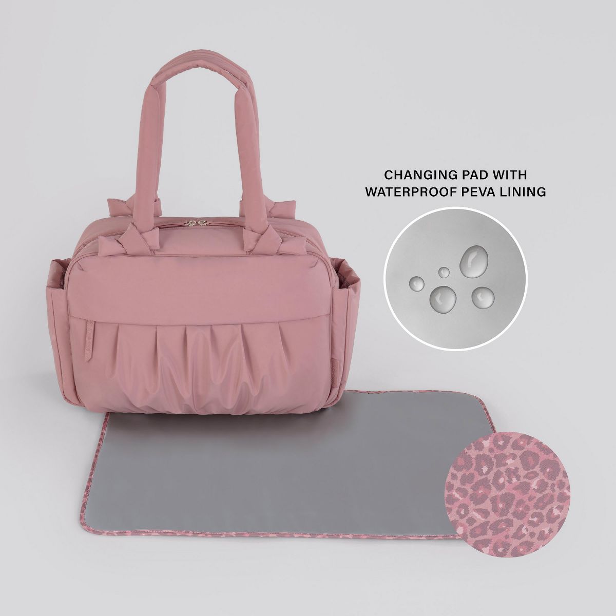 Motherhood Knotted Bows Duffle Diaper Bag, Dusty Rose - thumbnail 5