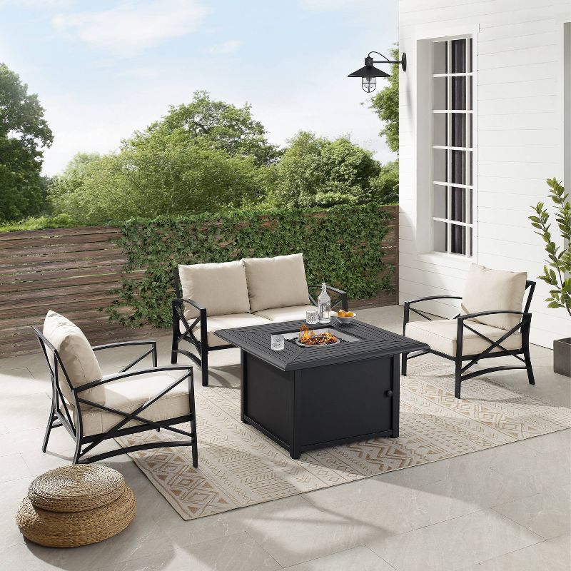 Kaplan 4pc Outdoor Conversation Set with Dante Fire Table - Oatmeal - Crosley, 6 of 17