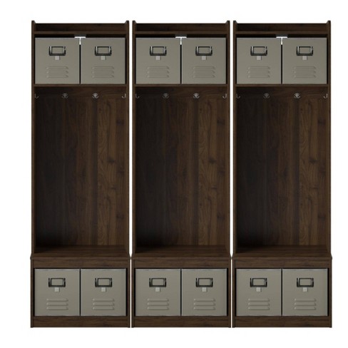 Set Of 3 Journey Entryway Hall Tree With Storage Bench Walnut