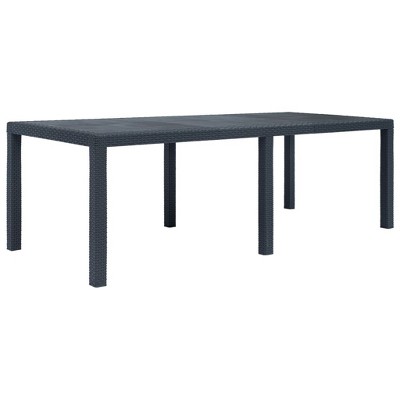 vidaXL Patio Table Anthracite 86.6 inches x35.4 inches x28.3 inches  Plastic Rattan Look
