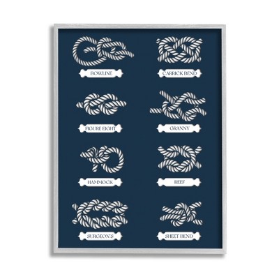 Stupell Industries Boating Knots Nautical Diagram Framed Giclee Art